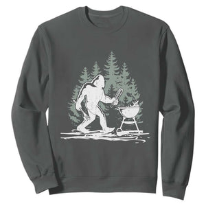 Bigfoot BBQ Sweatshirt Funny Sasquatch Barbecue Dad Grill Gift TS10 Dark Heather Print Your Wear
