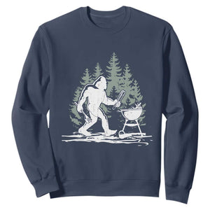 Bigfoot BBQ Sweatshirt Funny Sasquatch Barbecue Dad Grill Gift TS10 Navy Print Your Wear