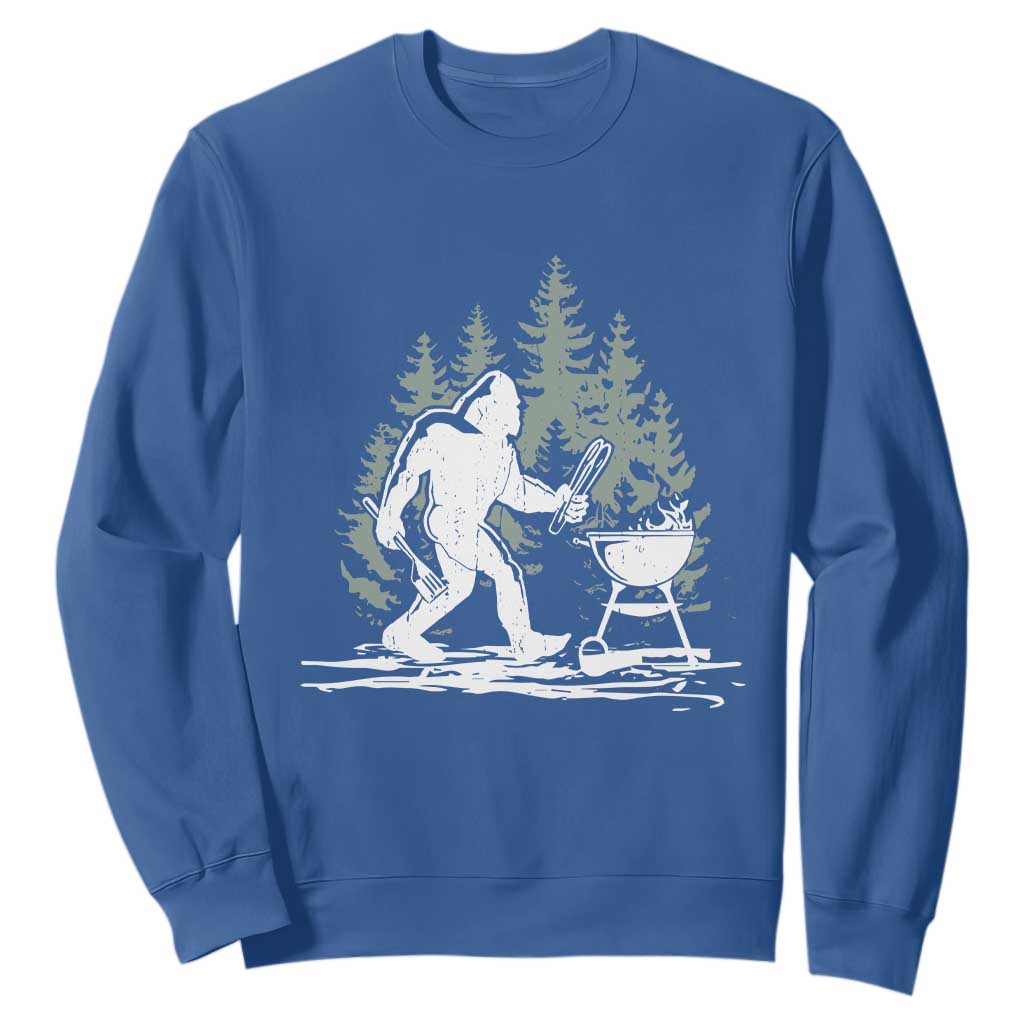 Bigfoot BBQ Sweatshirt Funny Sasquatch Barbecue Dad Grill Gift TS10 Royal Blue Print Your Wear