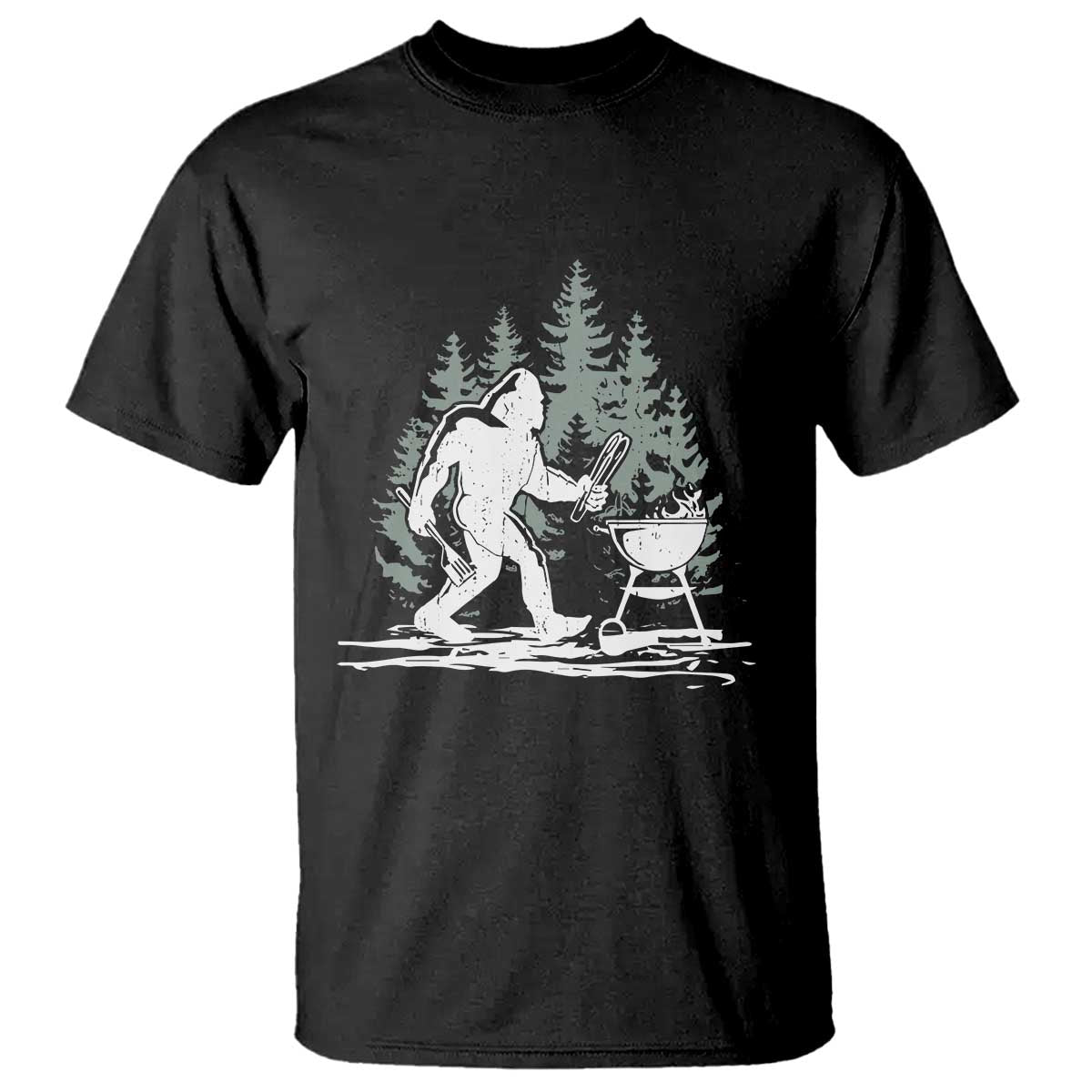 Bigfoot BBQ T Shirt Funny Sasquatch Barbecue Dad Grill Gift TS10 Black Print Your Wear
