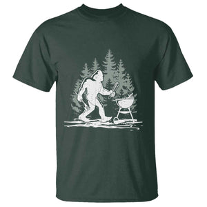 Bigfoot BBQ T Shirt Funny Sasquatch Barbecue Dad Grill Gift TS10 Dark Forest Green Print Your Wear