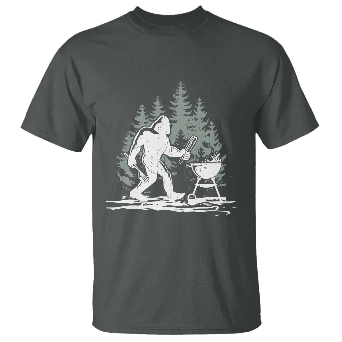 Bigfoot BBQ T Shirt Funny Sasquatch Barbecue Dad Grill Gift TS10 Dark Heather Print Your Wear