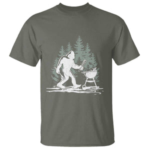 Bigfoot BBQ T Shirt Funny Sasquatch Barbecue Dad Grill Gift TS10 Military Green Print Your Wear