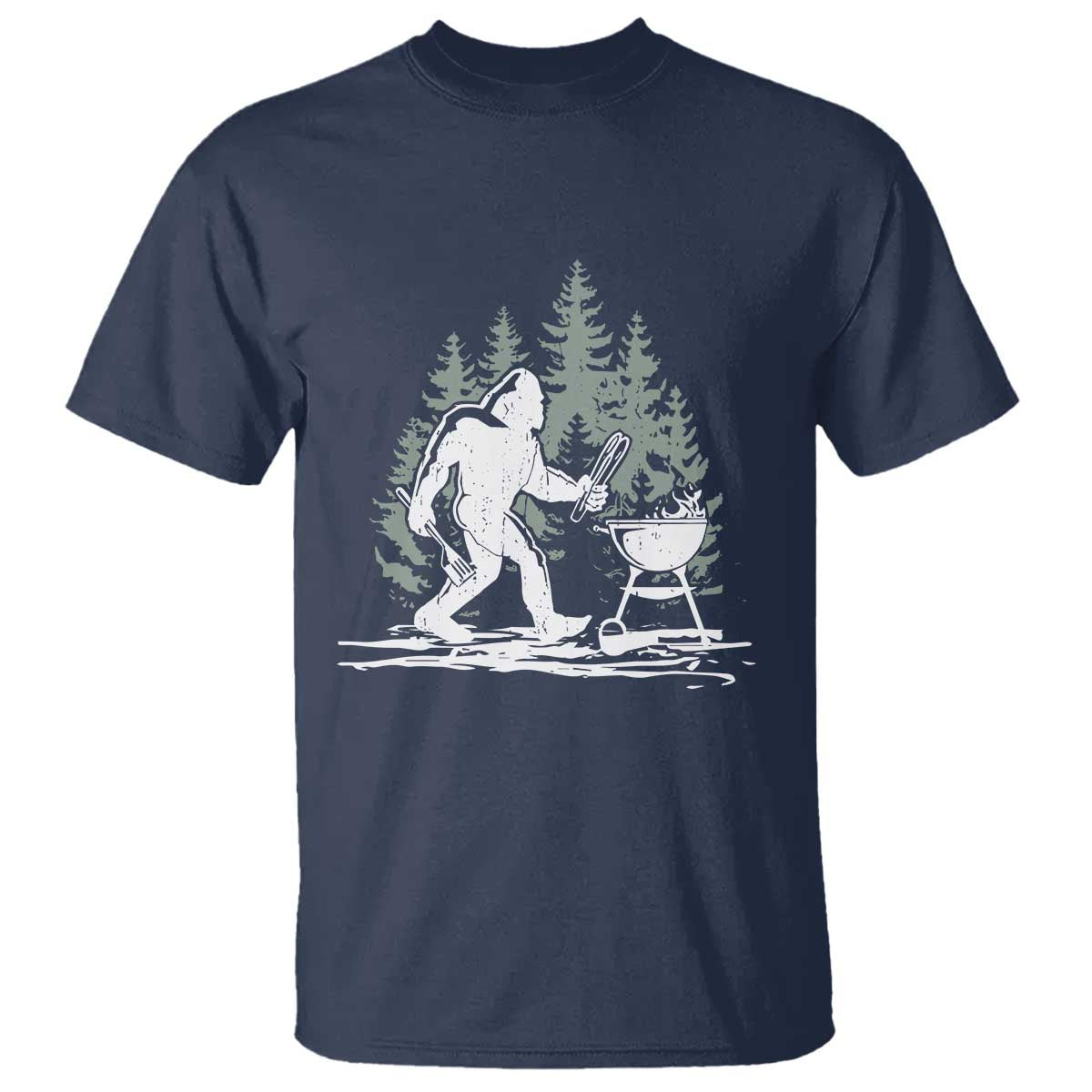 Bigfoot BBQ T Shirt Funny Sasquatch Barbecue Dad Grill Gift TS10 Navy Print Your Wear