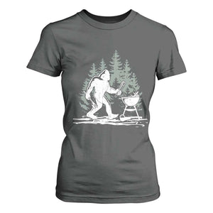 Bigfoot BBQ T Shirt For Women Funny Sasquatch Barbecue Dad Grill Gift TS10 Dark Heather Print Your Wear