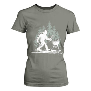 Bigfoot BBQ T Shirt For Women Funny Sasquatch Barbecue Dad Grill Gift TS10 Military Green Print Your Wear