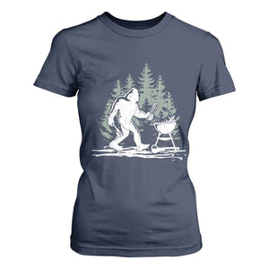 Bigfoot BBQ T Shirt For Women Funny Sasquatch Barbecue Dad Grill Gift TS10 Navy Print Your Wear