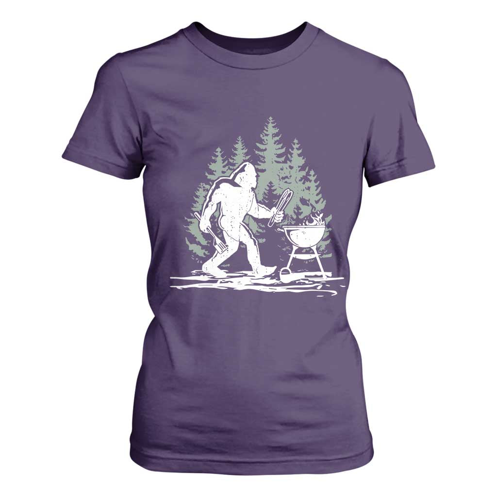Bigfoot BBQ T Shirt For Women Funny Sasquatch Barbecue Dad Grill Gift TS10 Purple Print Your Wear
