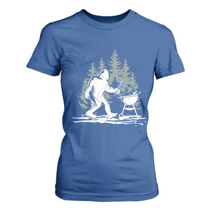 Bigfoot BBQ T Shirt For Women Funny Sasquatch Barbecue Dad Grill Gift TS10 Royal Blue Print Your Wear