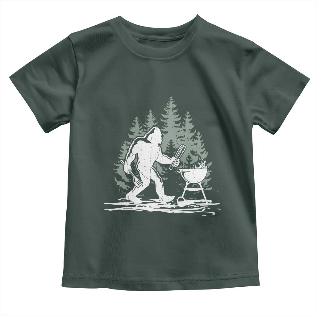 Bigfoot BBQ Toddler T Shirt Funny Sasquatch Barbecue Dad Grill Gift TS10 Dark Forest Green Print Your Wear