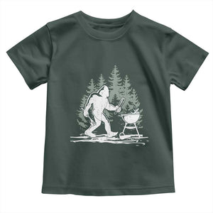 Bigfoot BBQ Toddler T Shirt Funny Sasquatch Barbecue Dad Grill Gift TS10 Dark Forest Green Print Your Wear
