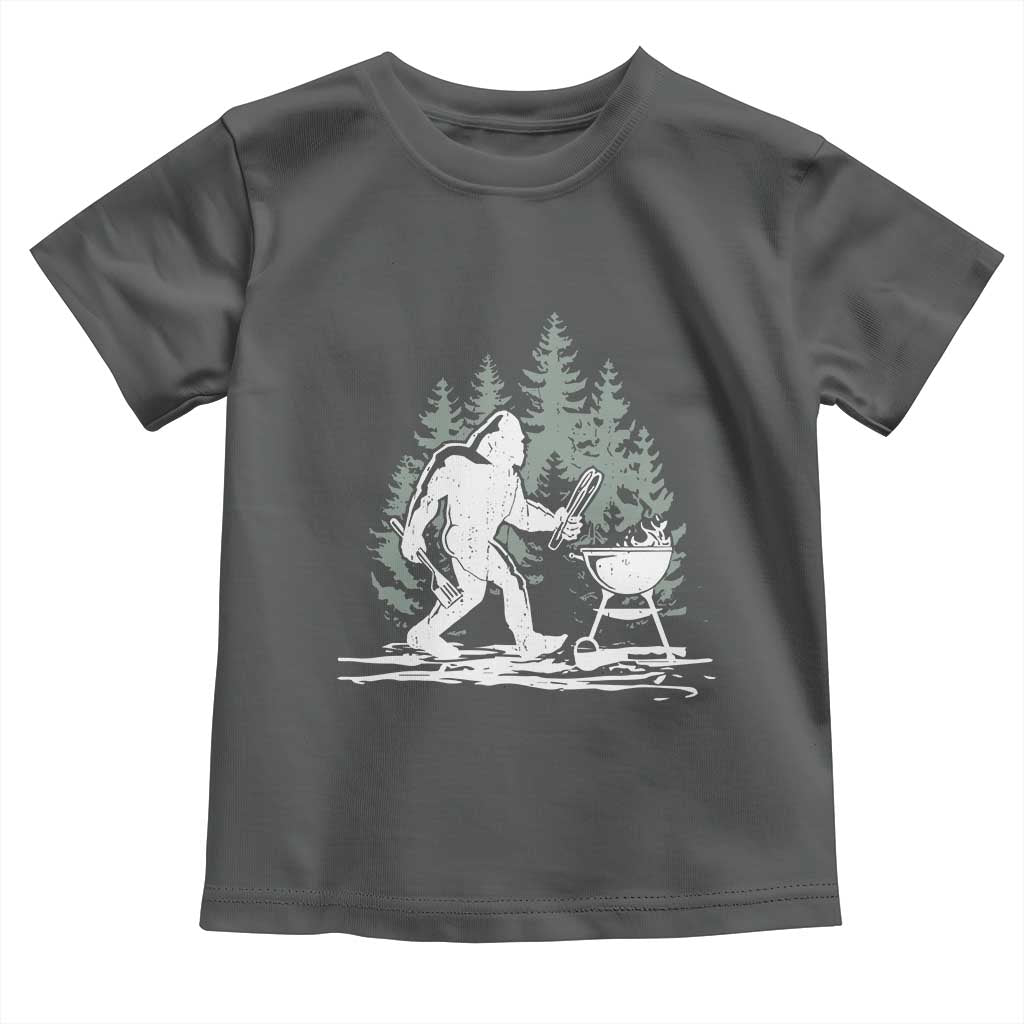 Bigfoot BBQ Toddler T Shirt Funny Sasquatch Barbecue Dad Grill Gift TS10 Dark Heather Print Your Wear