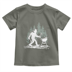 Bigfoot BBQ Toddler T Shirt Funny Sasquatch Barbecue Dad Grill Gift TS10 Military Green Print Your Wear