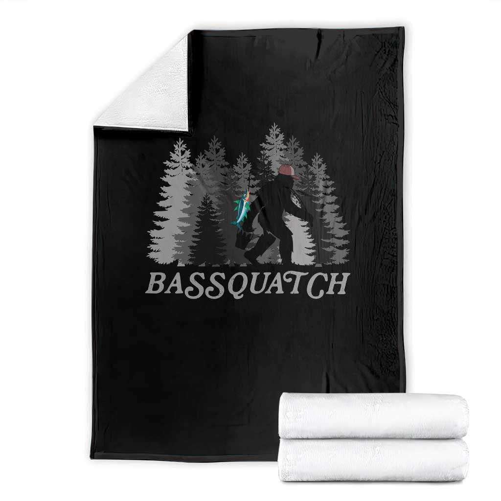 Funny Bigfoot Fishing Throw Blanket Bassquatch Sasquatch In The Forest Yeti TS10 Black Print Your Wear
