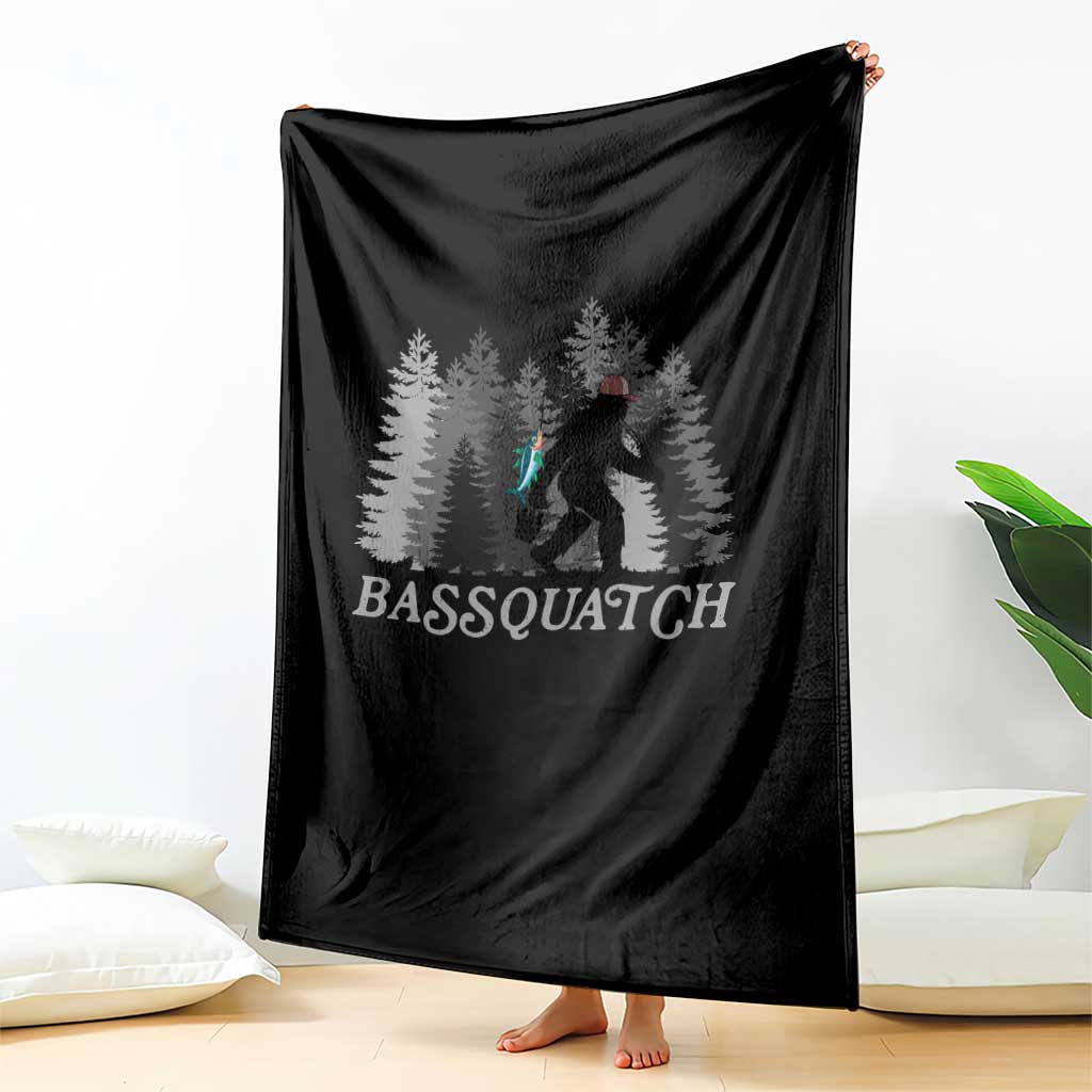 Funny Bigfoot Fishing Throw Blanket Bassquatch Sasquatch In The Forest Yeti TS10 Print Your Wear