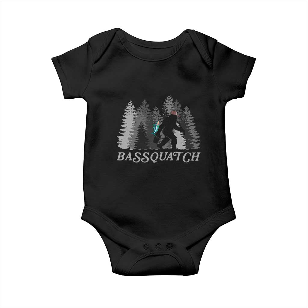 Funny Bigfoot Fishing Baby Onesie Bassquatch Sasquatch In The Forest Yeti TS10 Black Print Your Wear