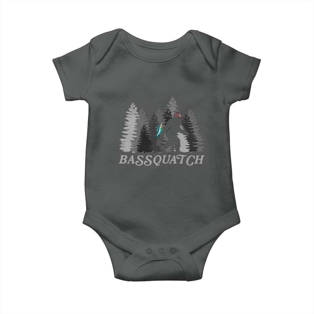 Funny Bigfoot Fishing Baby Onesie Bassquatch Sasquatch In The Forest Yeti TS10 Dark Heather Print Your Wear