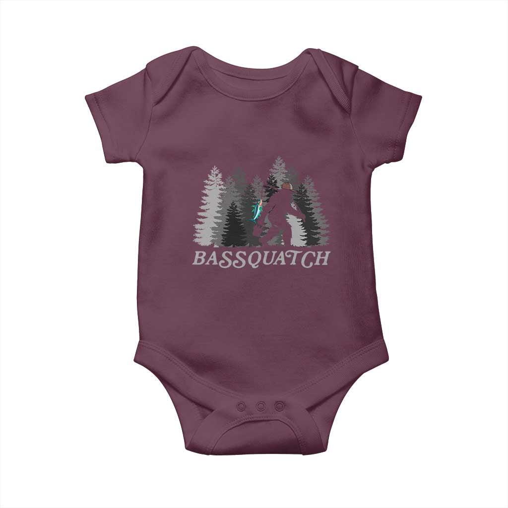 Funny Bigfoot Fishing Baby Onesie Bassquatch Sasquatch In The Forest Yeti TS10 Maroon Print Your Wear