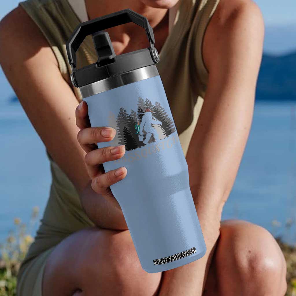 Funny Bigfoot Fishing Flip Straw Tumbler Bassquatch Sasquatch In The Forest Yeti TS10 One Size: 30 oz Light Blue Print Your Wear