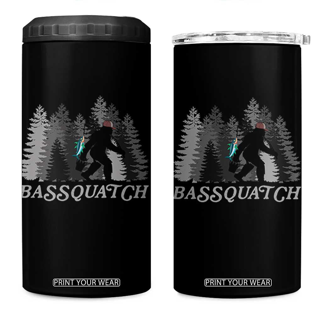 Funny Bigfoot Fishing 4 in 1 Can Cooler Tumbler Bassquatch Sasquatch In The Forest Yeti TS10 One Size: 16 oz Black Print Your Wear