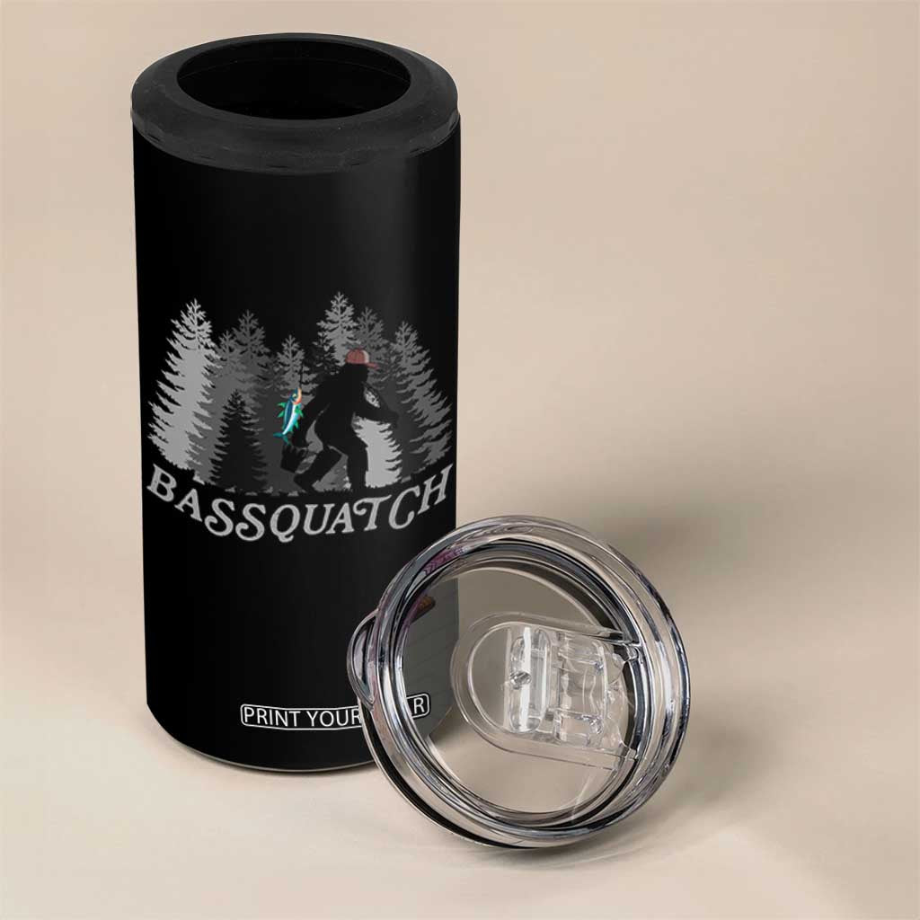 Funny Bigfoot Fishing 4 in 1 Can Cooler Tumbler Bassquatch Sasquatch In The Forest Yeti TS10 Print Your Wear