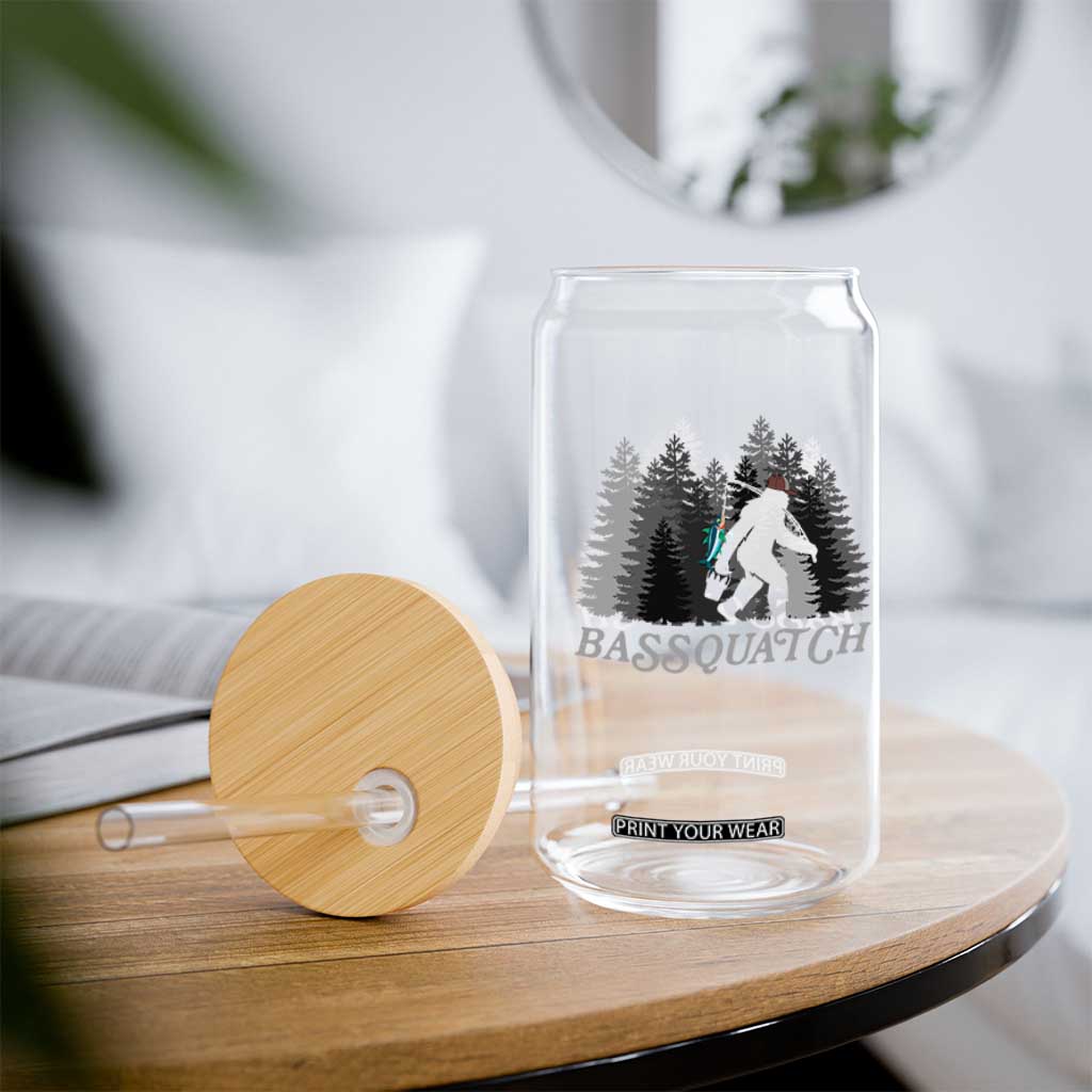 Funny Bigfoot Fishing Glass Can Bassquatch Sasquatch In The Forest Yeti TS10 Print Your Wear