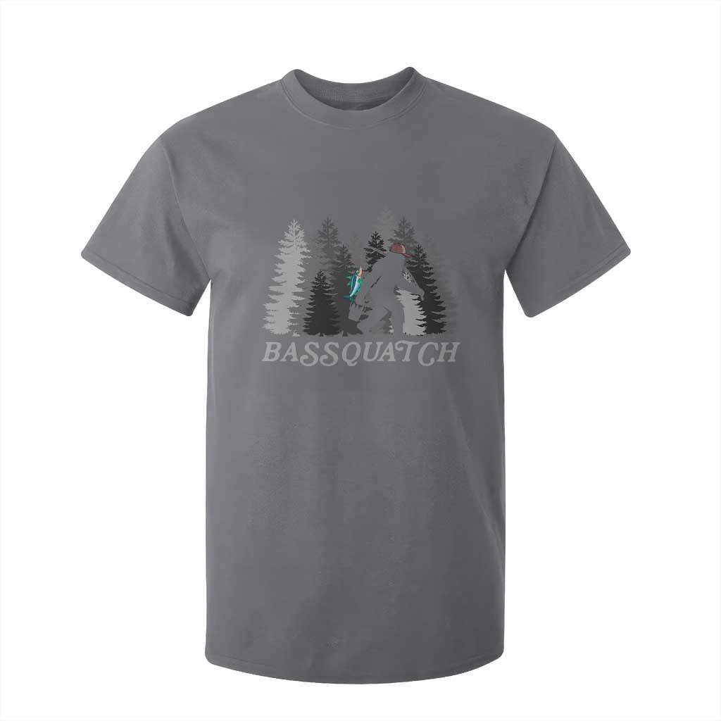 Funny Bigfoot Fishing T Shirt For Kid Bassquatch Sasquatch In The Forest Yeti TS10 Charcoal Print Your Wear