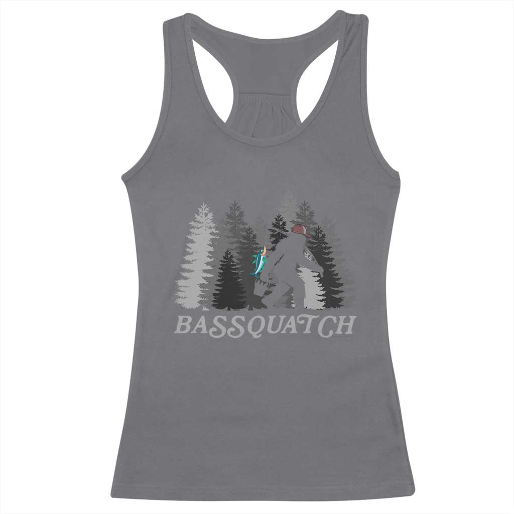 Funny Bigfoot Fishing Racerback Tank Top Bassquatch Sasquatch In The Forest Yeti TS10 Charcoal Print Your Wear