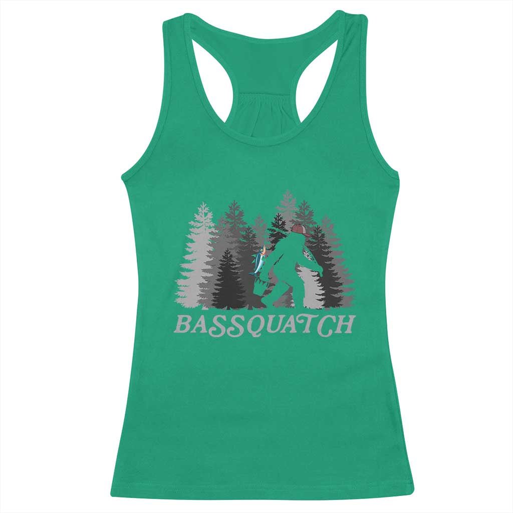 Funny Bigfoot Fishing Racerback Tank Top Bassquatch Sasquatch In The Forest Yeti TS10 Irish Green Print Your Wear