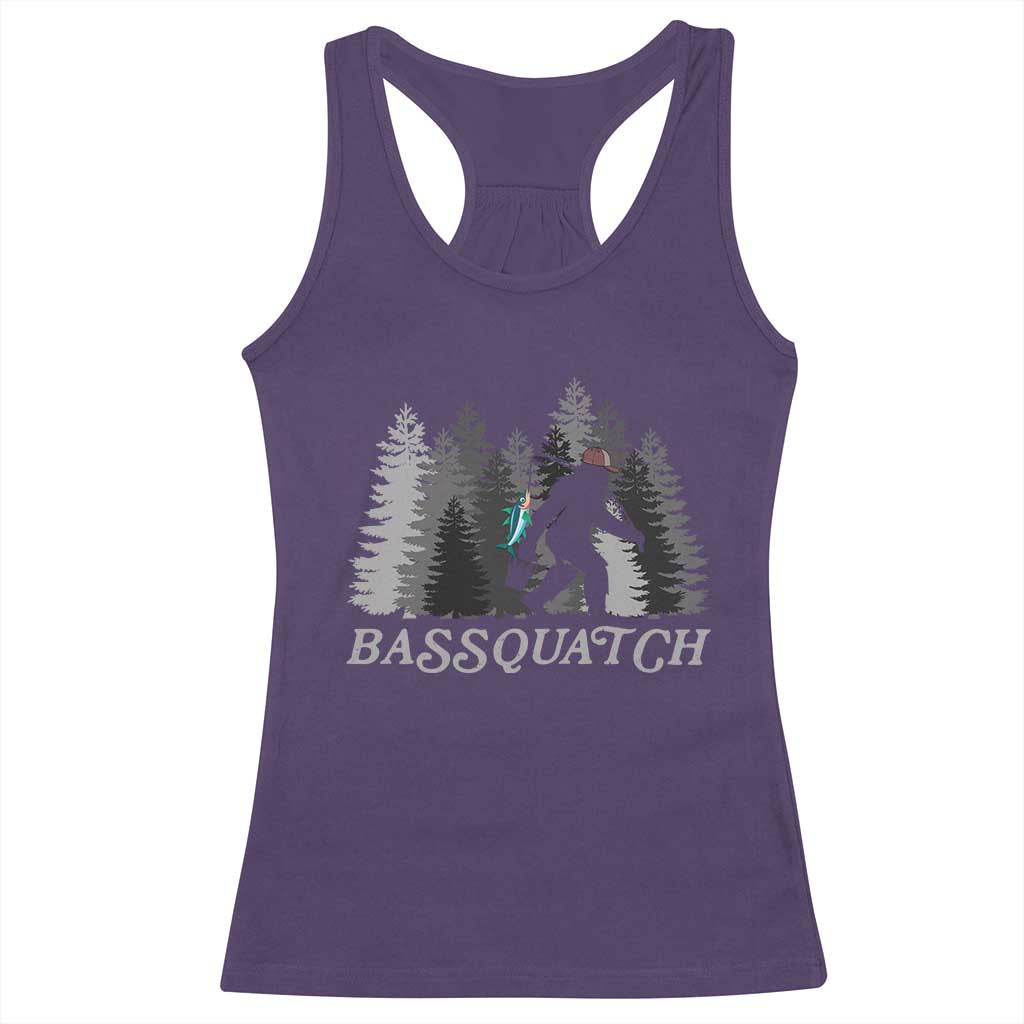 Funny Bigfoot Fishing Racerback Tank Top Bassquatch Sasquatch In The Forest Yeti TS10 Purple Print Your Wear