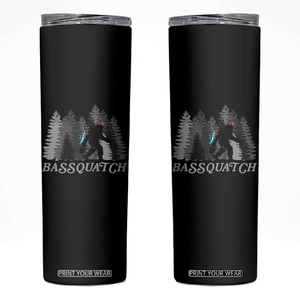 Funny Bigfoot Fishing Skinny Tumbler Bassquatch Sasquatch In The Forest Yeti TS10 Black Print Your Wear