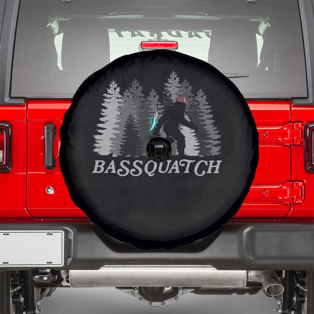 Funny Bigfoot Fishing Spare Tire Cover Bassquatch Sasquatch In The Forest Yeti TS10 Black Print Your Wear