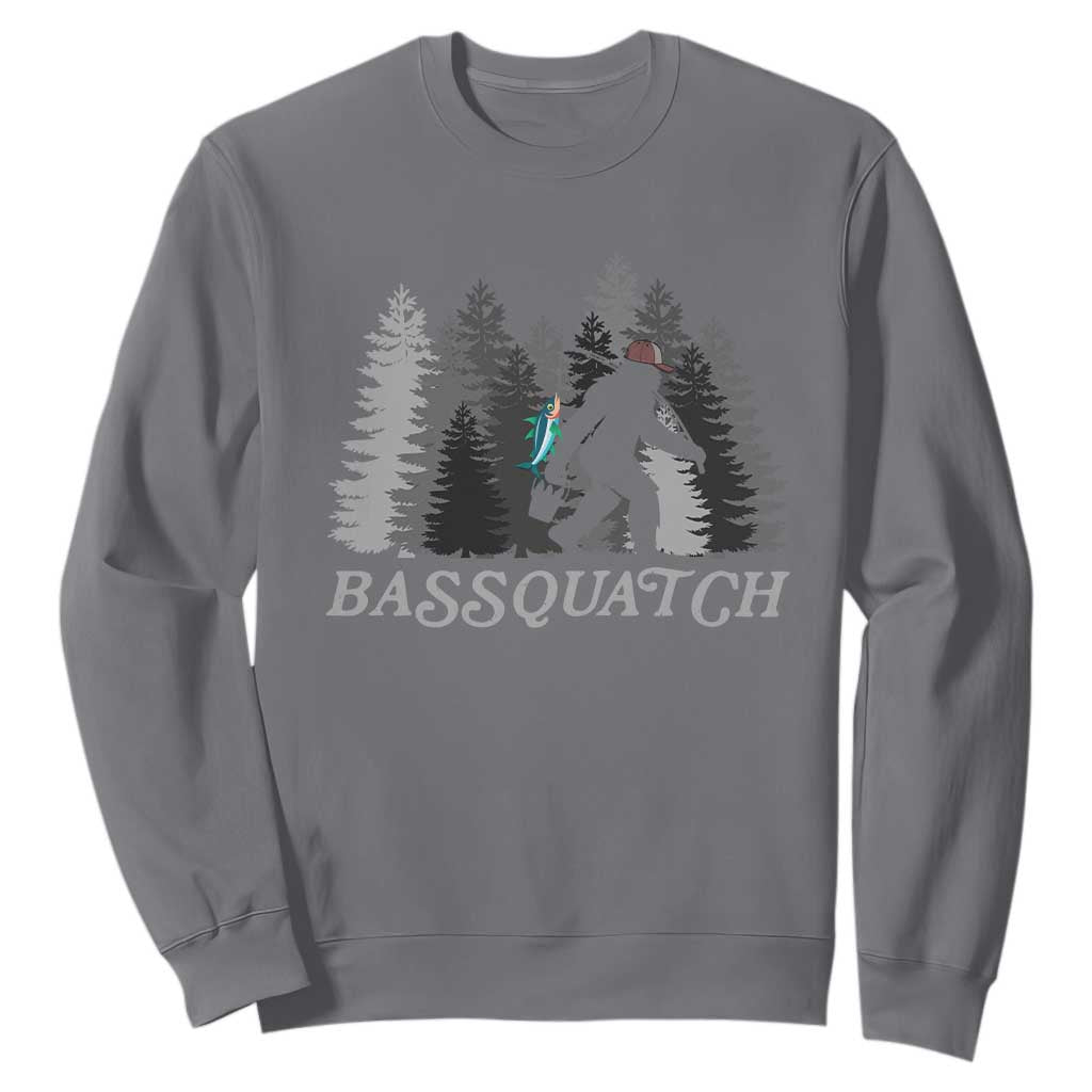 Funny Bigfoot Fishing Sweatshirt Bassquatch Sasquatch In The Forest Yeti TS10 Charcoal Print Your Wear