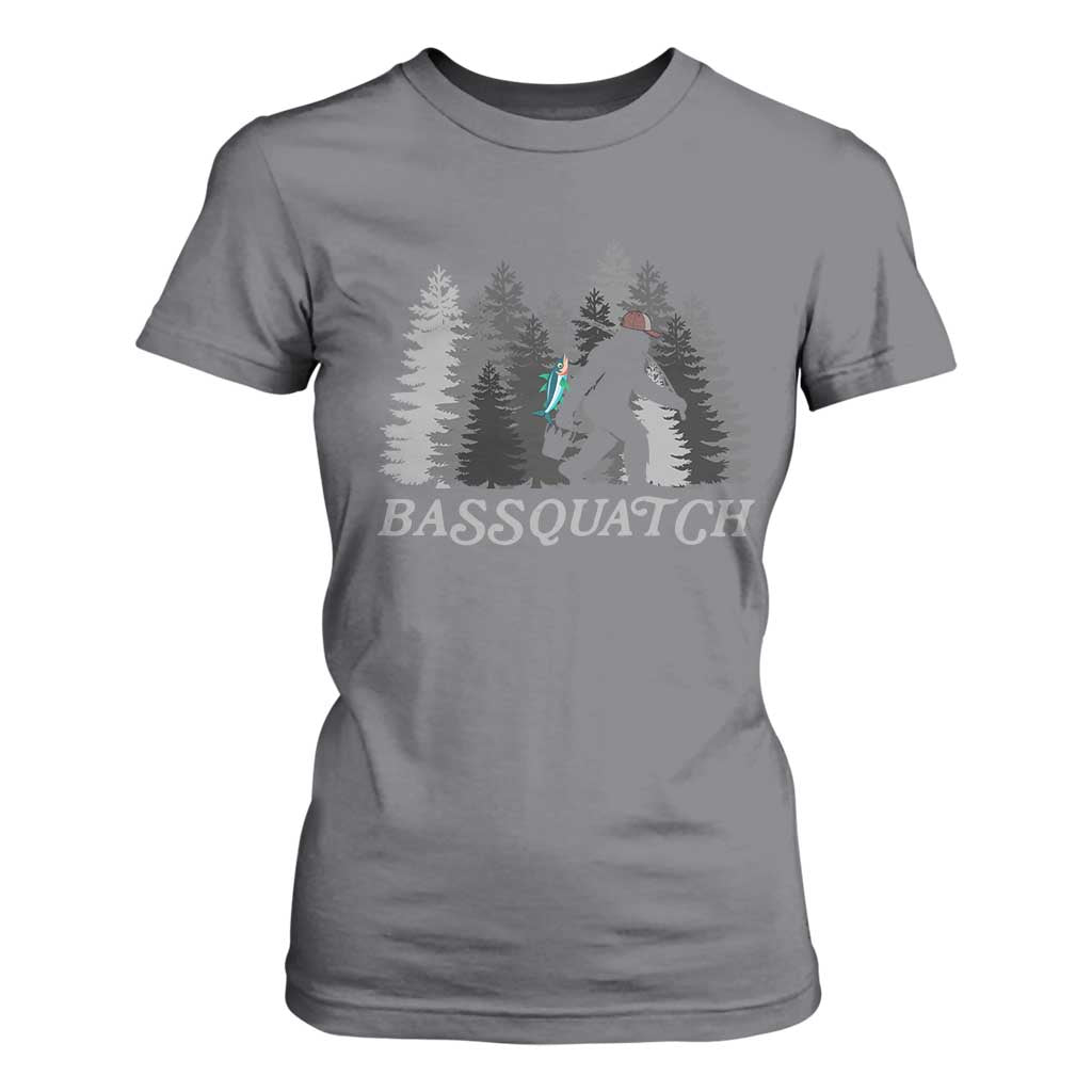 Funny Bigfoot Fishing T Shirt For Women Bassquatch Sasquatch In The Forest Yeti TS10 Charcoal Print Your Wear