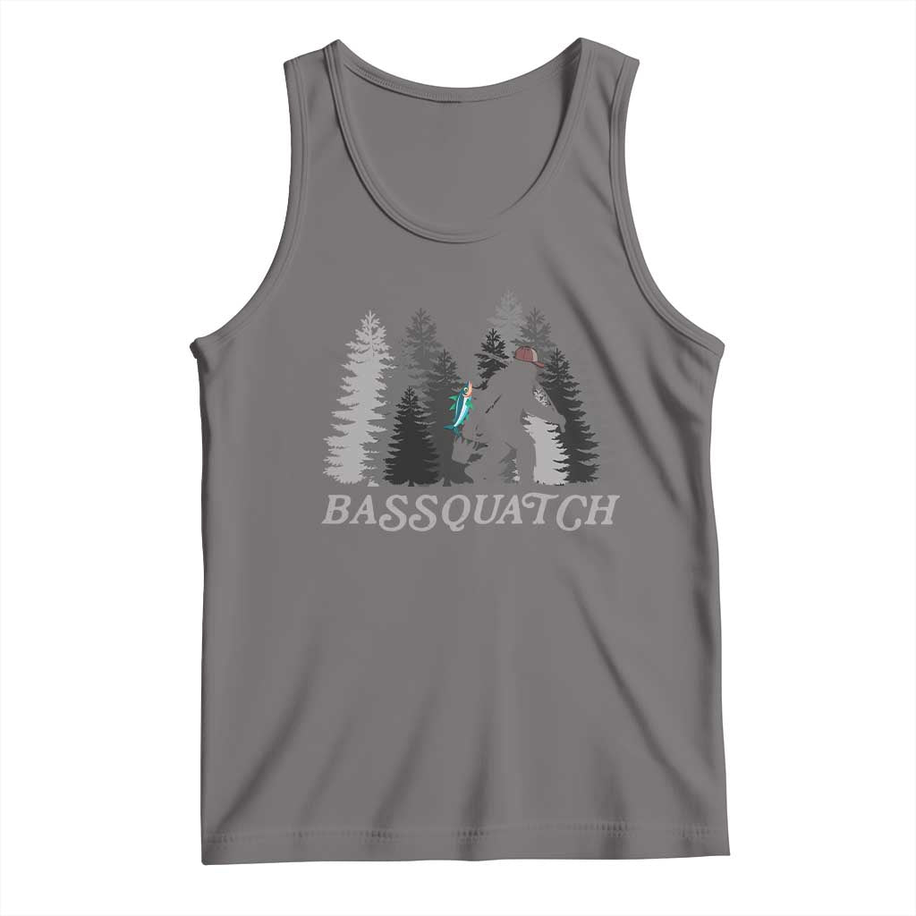 Funny Bigfoot Fishing Tank Top Bassquatch Sasquatch In The Forest Yeti TS10 Deep Heather Print Your Wear