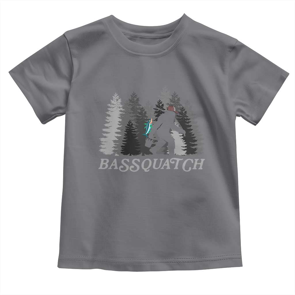 Funny Bigfoot Fishing Toddler T Shirt Bassquatch Sasquatch In The Forest Yeti TS10 Charcoal Print Your Wear