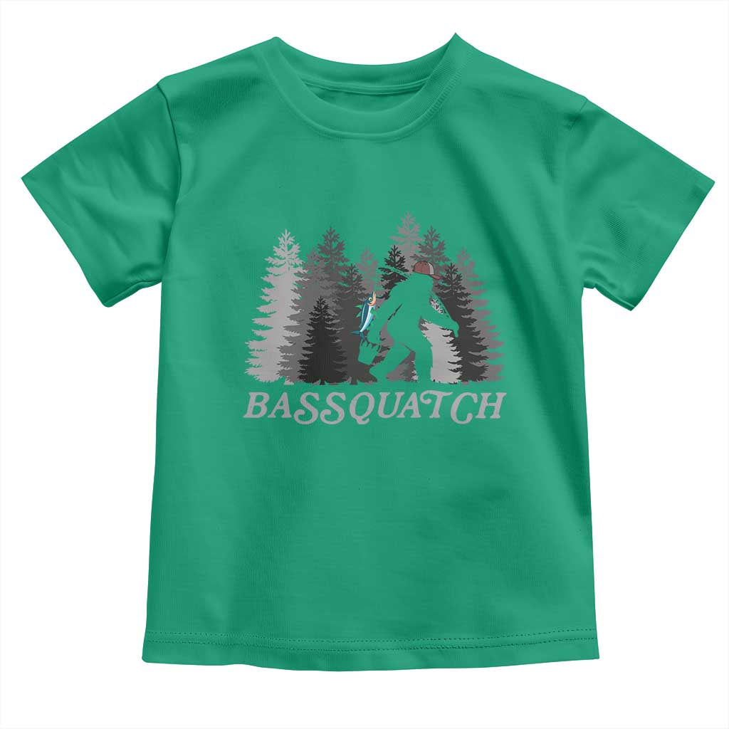 Funny Bigfoot Fishing Toddler T Shirt Bassquatch Sasquatch In The Forest Yeti TS10 Irish Green Print Your Wear