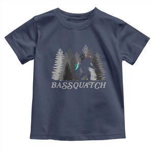 Funny Bigfoot Fishing Toddler T Shirt Bassquatch Sasquatch In The Forest Yeti TS10 Navy Print Your Wear