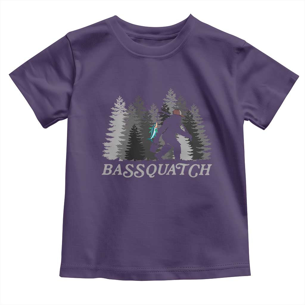 Funny Bigfoot Fishing Toddler T Shirt Bassquatch Sasquatch In The Forest Yeti TS10 Purple Print Your Wear
