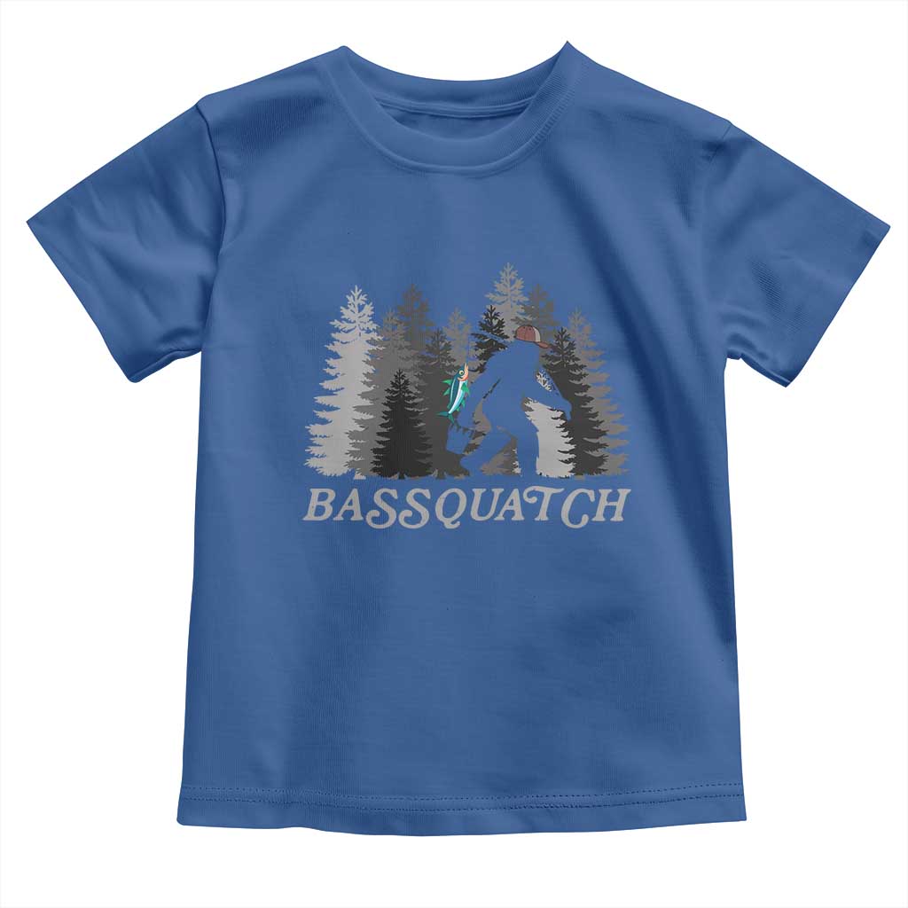 Funny Bigfoot Fishing Toddler T Shirt Bassquatch Sasquatch In The Forest Yeti TS10 Royal Blue Print Your Wear