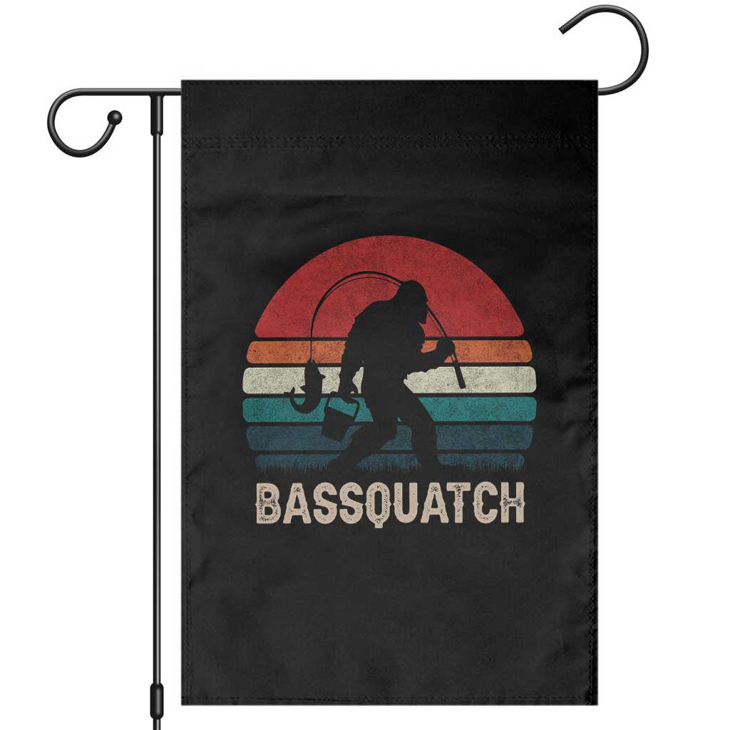 Retro Bigfoot Fishing Garden Flag Funny Retro Sasquatch Bassquatch Fisherman TS10 Black Print Your Wear
