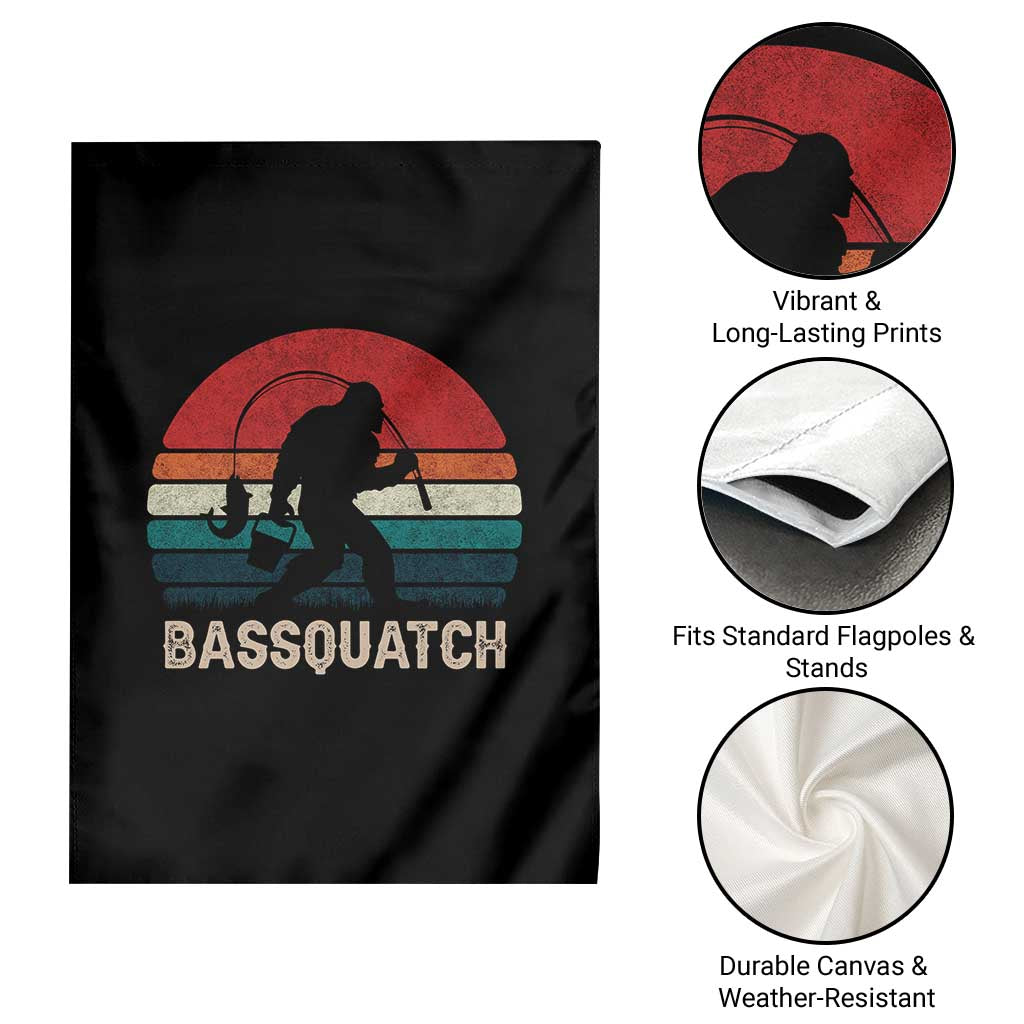 Retro Bigfoot Fishing Garden Flag Funny Retro Sasquatch Bassquatch Fisherman TS10 Print Your Wear
