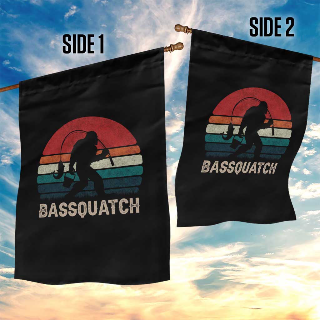Retro Bigfoot Fishing Garden Flag Funny Retro Sasquatch Bassquatch Fisherman TS10 Print Your Wear