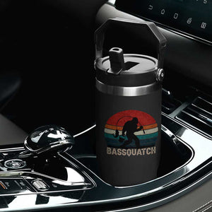 Retro Bigfoot Fishing Flip Straw Tumbler Funny Retro Sasquatch Bassquatch Fisherman TS10 Print Your Wear