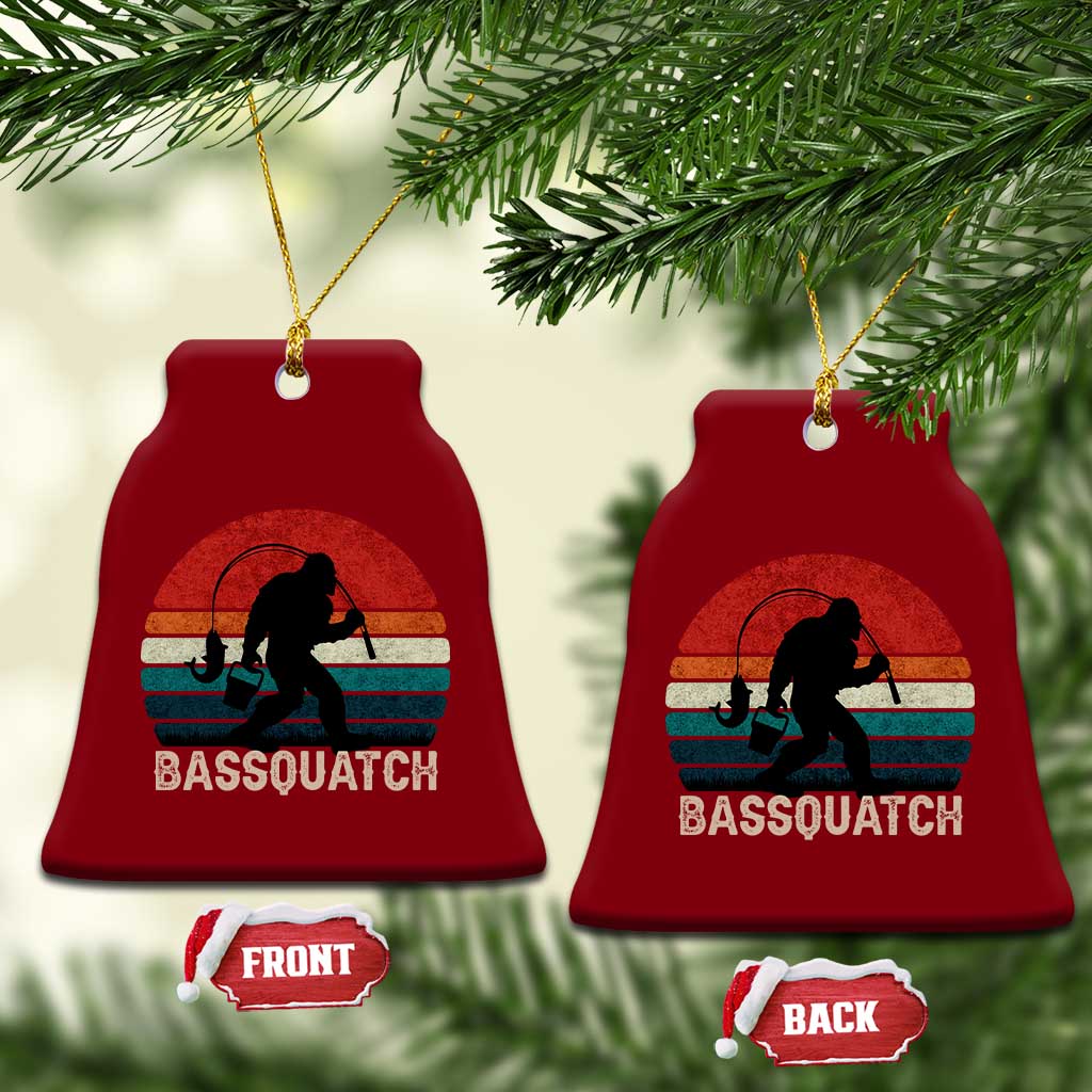 Retro Bigfoot Fishing Ceramic Ornament Funny Retro Sasquatch Bassquatch Fisherman TS10 Print Your Wear