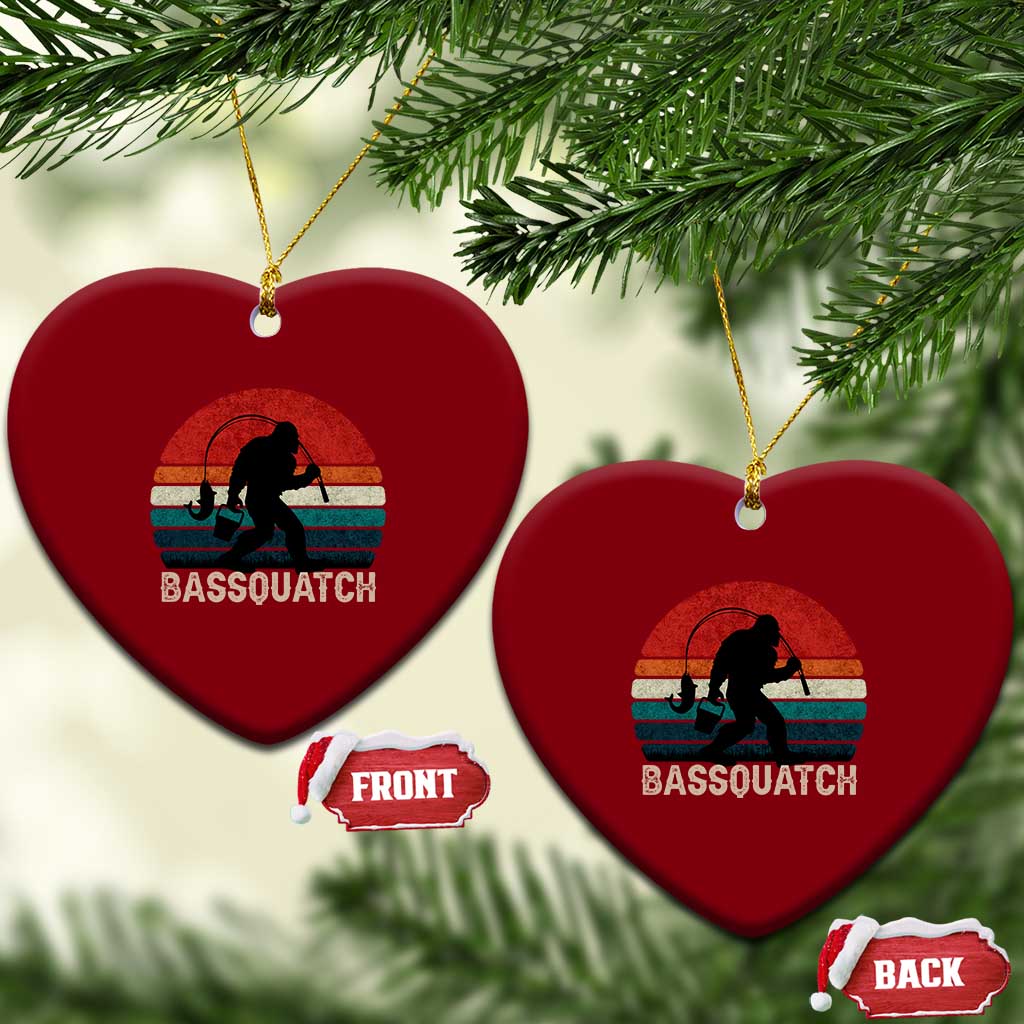 Retro Bigfoot Fishing Ceramic Ornament Funny Retro Sasquatch Bassquatch Fisherman TS10 Print Your Wear