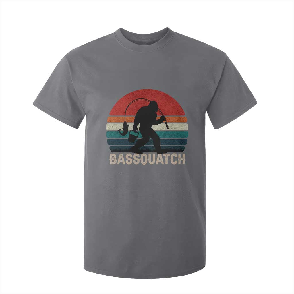 Retro Bigfoot Fishing T Shirt For Kid Funny Retro Sasquatch Bassquatch Fisherman TS10 Charcoal Print Your Wear