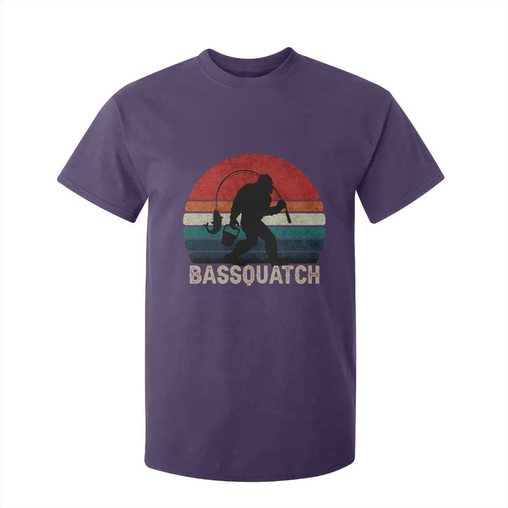 Retro Bigfoot Fishing T Shirt For Kid Funny Retro Sasquatch Bassquatch Fisherman TS10 Purple Print Your Wear
