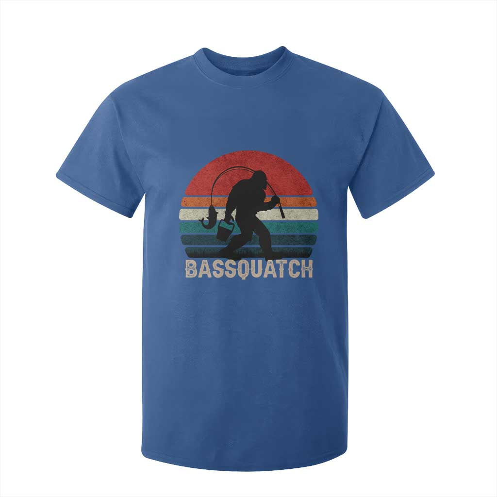 Retro Bigfoot Fishing T Shirt For Kid Funny Retro Sasquatch Bassquatch Fisherman TS10 Royal Blue Print Your Wear
