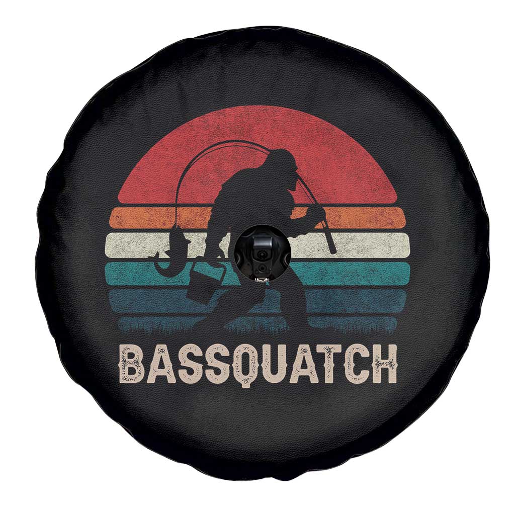 Retro Bigfoot Fishing Spare Tire Cover Funny Retro Sasquatch Bassquatch Fisherman TS10 Print Your Wear